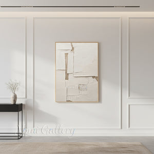 3D Plaster White Textured Painting | Luxury Wabi-Sabi Wall Art #SS169