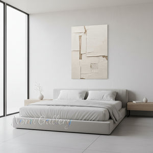 3D Plaster White Textured Painting | Luxury Wabi-Sabi Wall Art #SS169