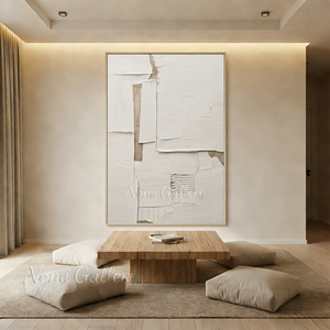 3D Plaster White Textured Painting | Luxury Wabi-Sabi Wall Art #SS169
