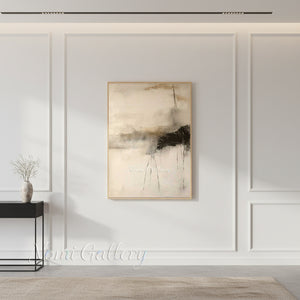 Japandi Beige Abstract Canvas Art | Handmade Warm Boho Painting #SS170