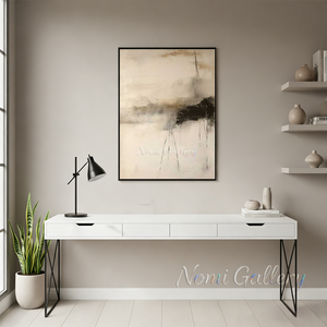 Japandi Beige Abstract Canvas Art | Handmade Warm Boho Painting #SS170