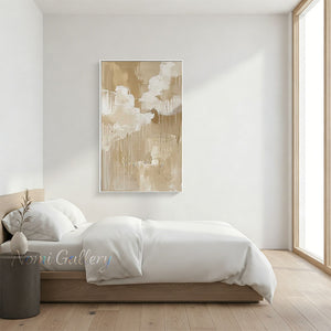 Handmade Abstract Warm Beige and Cream Drip Canvas Art #TC023