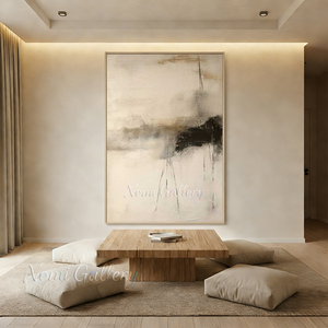Japandi Beige Abstract Canvas Art | Handmade Warm Boho Painting #SS170