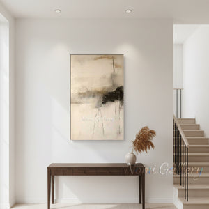 Japandi Beige Abstract Canvas Art | Handmade Warm Boho Painting #SS170