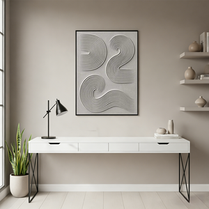 3D Textured Beige Swirl Abstract Oil Painting - Minimalist Zen Wall Art #SS127