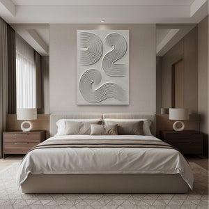3D Textured Beige Swirl Abstract Oil Painting - Minimalist Zen Wall Art #SS127