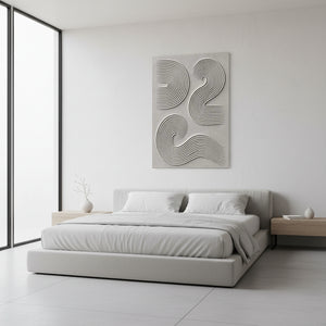 3D Textured Beige Swirl Abstract Oil Painting - Minimalist Zen Wall Art #SS127