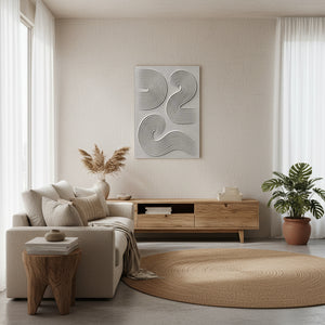 3D Textured Beige Swirl Abstract Oil Painting - Minimalist Zen Wall Art #SS127