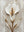 Handmade modern minimalist oil painting showcasing a single white Calla Lily with heavy 3D impasto texture, detailed with metallic gold accents on the center spadix and leaves against a neutral warm beige background.