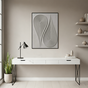 3D Textured Beige Flowing Teardrop Oil Painting - Zen Abstract Art #SS128