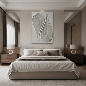 3D Textured Beige Flowing Teardrop Oil Painting - Zen Abstract Art #SS128