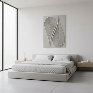 3D Textured Beige Flowing Teardrop Oil Painting - Zen Abstract Art #SS128