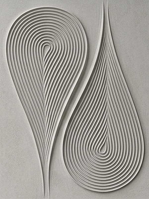 3D Textured Beige Flowing Teardrop Oil Painting - Zen Abstract Art #SS128