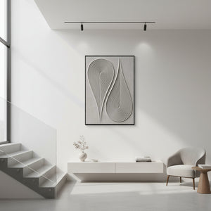 3D Textured Beige Flowing Teardrop Oil Painting - Zen Abstract Art #SS128