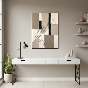 Large Neutral Beige Abstract Canvas Art for Decor #SS126