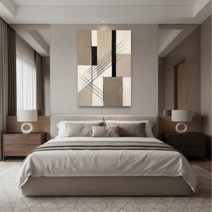 Large Neutral Beige Abstract Canvas Art for Decor #SS126