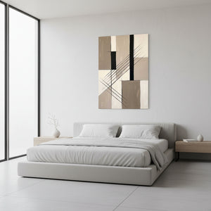 Large Neutral Beige Abstract Canvas Art for Decor #SS126
