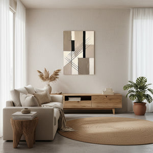 Large Neutral Beige Abstract Canvas Art for Decor #SS126