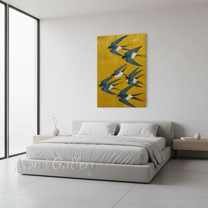 Minimalist Yellow Mustard Swallow Artwork for Canvas #SS259