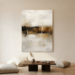 Modern Black & Beige Abstract Canvas Art #SS174