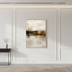 Modern Black & Beige Abstract Canvas Art #SS174