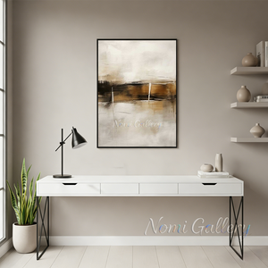 Modern Black & Beige Abstract Canvas Art #SS174