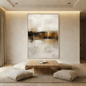 Modern Black & Beige Abstract Canvas Art #SS174
