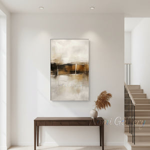 Modern Black & Beige Abstract Canvas Art #SS174