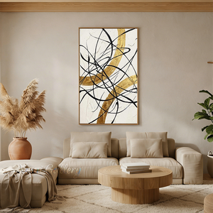 Black and Gold Leaf Abstract Canvas Art | Luxury Wall Painting #SS175