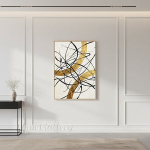 Black and Gold Leaf Abstract Canvas Art | Luxury Wall Painting #SS175