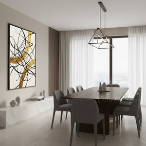 Black and Gold Leaf Abstract Canvas Art | Luxury Wall Painting #SS175