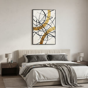 Black and Gold Leaf Abstract Canvas Art | Luxury Wall Painting #SS175