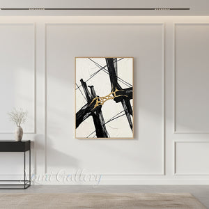 Modern Black & Gold Abstract Canvas Art #SS176