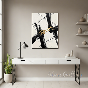 Modern Black & Gold Abstract Canvas Art #SS176