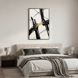 Modern Black & Gold Abstract Canvas Art #SS176