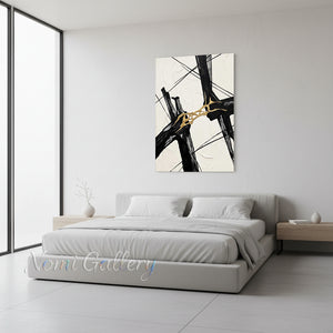 Modern Black & Gold Abstract Canvas Art #SS176
