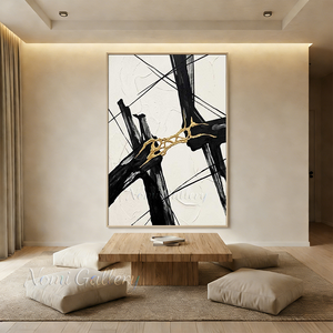 Modern Black & Gold Abstract Canvas Art #SS176