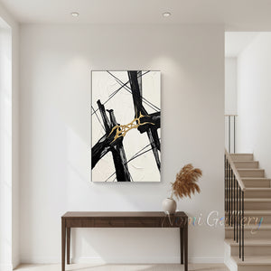 Modern Black & Gold Abstract Canvas Art #SS176