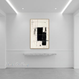 Black and White Abstract Line Wall Art | Modern Canvas Painting #SS177