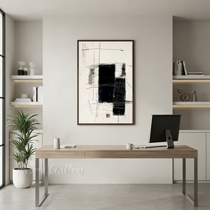 Black and White Abstract Line Wall Art | Modern Canvas Painting #SS177