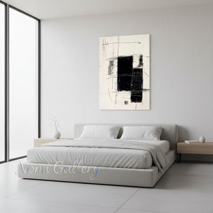 Black and White Abstract Line Wall Art | Modern Canvas Painting #SS177