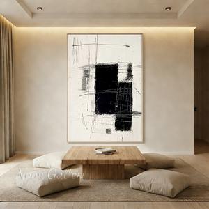 Black and White Abstract Line Wall Art | Modern Canvas Painting #SS177