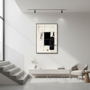 Black and White Abstract Line Wall Art | Modern Canvas Painting #SS177