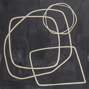 Textured Black & Beige Geometric Abstract Hand-Painted Oil Canvas #SS239