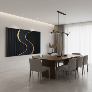Hand-Painted Black & Gold 3D Textured Abstract Luxury Oil Painting #SS150