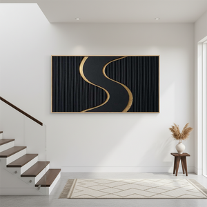 Hand-Painted Black & Gold 3D Textured Abstract Luxury Oil Painting #SS150