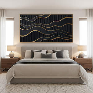 Black & Gold 3D Arch Wall Art | Luxury Textured Abstract #SS151