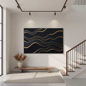 Black & Gold 3D Arch Wall Art | Luxury Textured Abstract #SS151