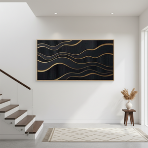 Black & Gold 3D Arch Wall Art | Luxury Textured Abstract #SS151