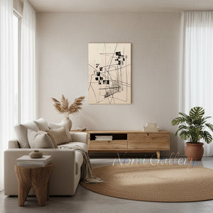 Hand-Painted Minimalist Black Geometric Canvas Painting #SS178